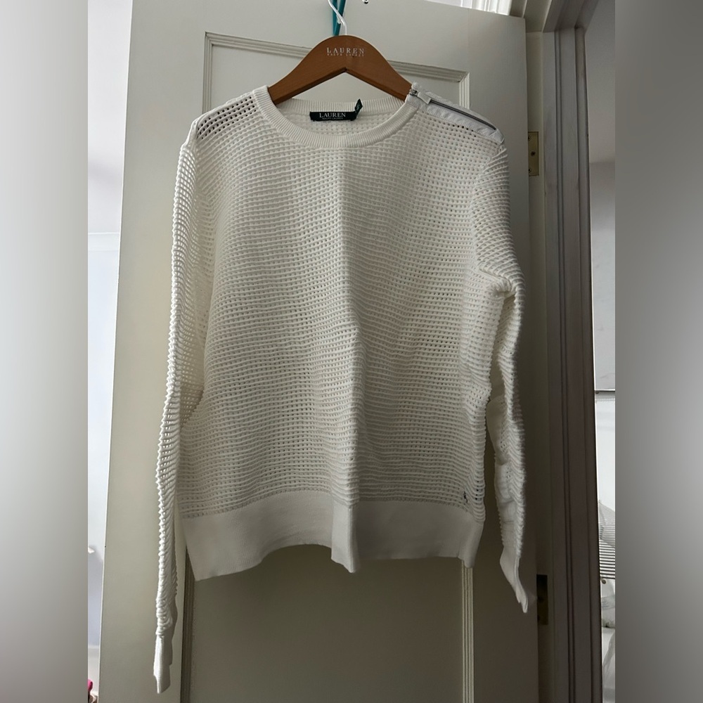 Lauren Ralph Lauren White Sweater with zipper detail - size XL